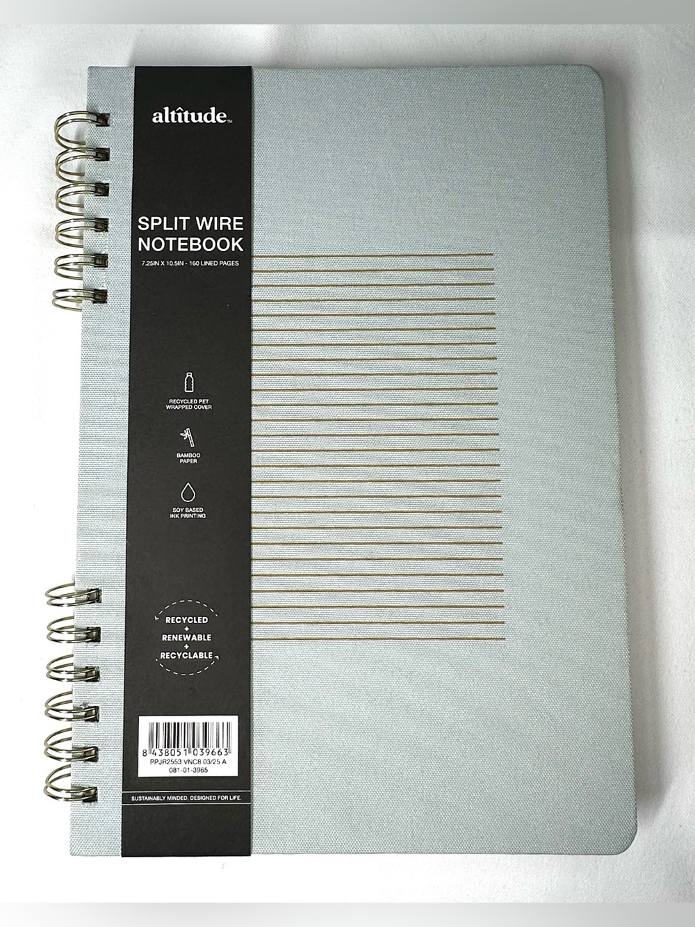 New Altitude 160pg Ruled Journal Split Wire Notebook Seafoam Blue